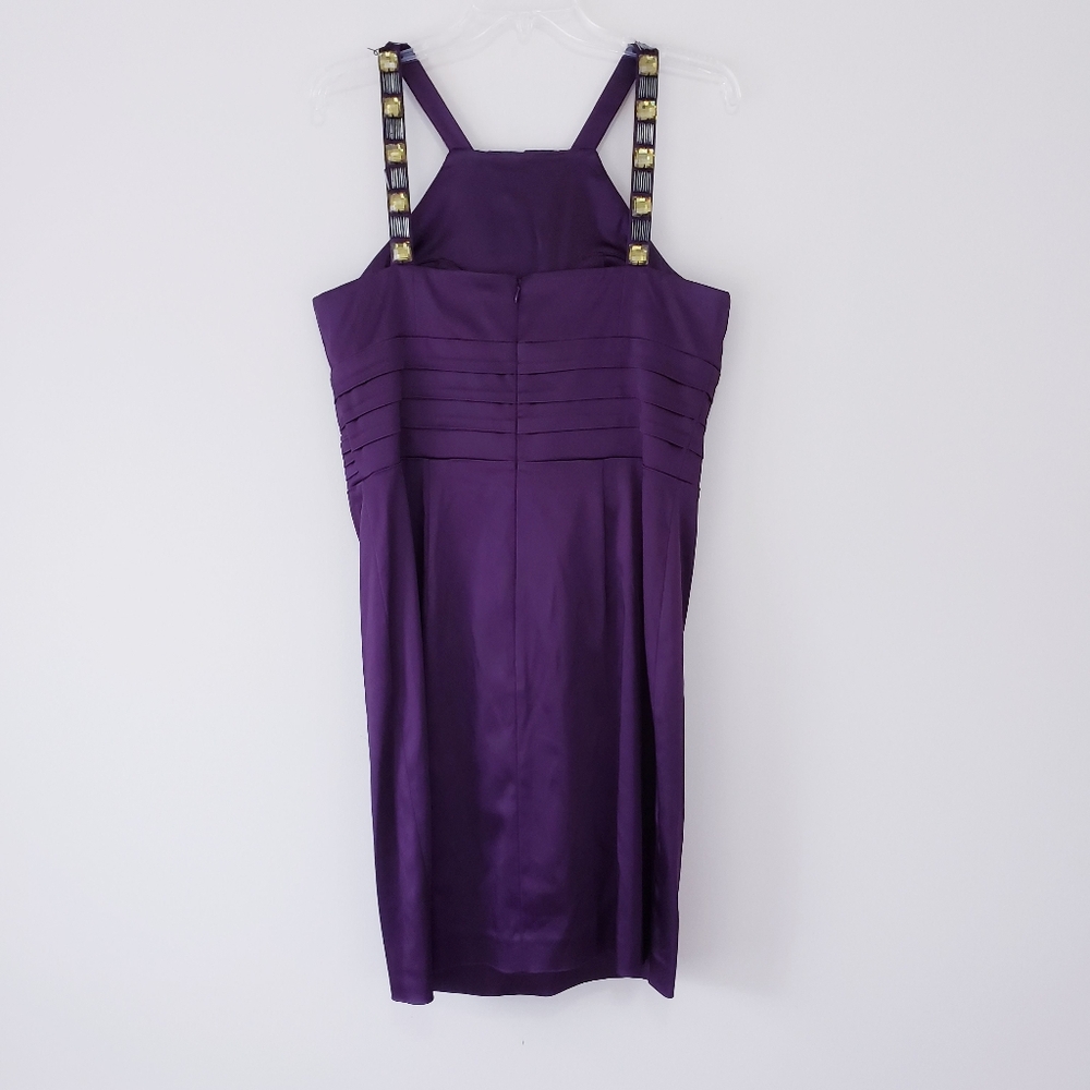 Calvin Klein Dark Purple Jeweled Neckline Cocktail Dress Size 12 - Picture 7 of 8